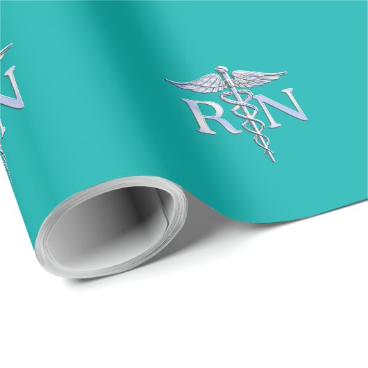 Geregistreerd zure RN Caduceus op Turquoise Cadeaupapier (Rol Hoek)
