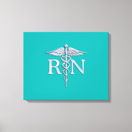 Geregistreerd zure RN Caduceus op Turquoise Canvas Afdruk (Voorkant)