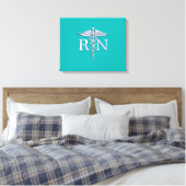 Geregistreerd zure RN Caduceus op Turquoise Canvas Afdruk (Insitu (Slaapkamer))