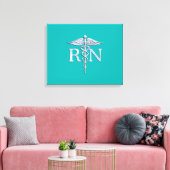 Geregistreerd zure RN Caduceus op Turquoise Canvas Afdruk (Insitu (Woonkamer))