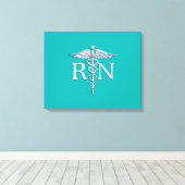 Geregistreerd zure RN Caduceus op Turquoise Canvas Afdruk (Insitu (Houten vloer))