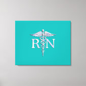 Geregistreerd zure RN Caduceus op Turquoise Canvas Afdruk (Voorkant)