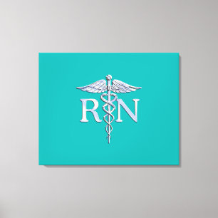Geregistreerd zure RN Caduceus op Turquoise Canvas Afdruk