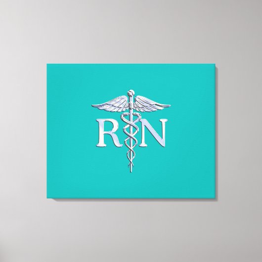 Geregistreerd zure RN Caduceus op Turquoise Canvas Afdruk (Voorkant)