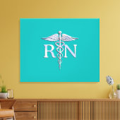 Geregistreerd zure RN Caduceus op Turquoise Canvas Afdruk (Insitu (Woonkamer))