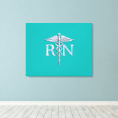 Geregistreerd zure RN Caduceus op Turquoise Canvas Afdruk (Insitu (Houten vloer))