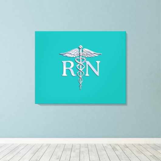 Geregistreerd zure RN Caduceus op Turquoise Canvas Afdruk (Insitu (Houten vloer))