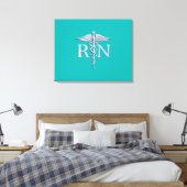 Geregistreerd zure RN Caduceus op Turquoise Canvas Afdruk (Insitu (Slaapkamer))