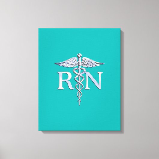Geregistreerd zure RN Caduceus op Turquoise Canvas Afdruk (Voorkant)