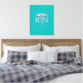 Geregistreerd zure RN Caduceus op Turquoise Canvas Afdruk (Insitu (Slaapkamer))