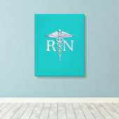 Geregistreerd zure RN Caduceus op Turquoise Canvas Afdruk (Insitu (Houten vloer))