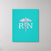 Geregistreerd zure RN Caduceus op Turquoise Canvas Afdruk (Voorkant)