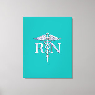 Geregistreerd zure RN Caduceus op Turquoise Canvas Afdruk