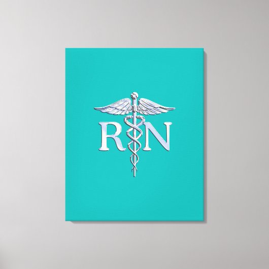 Geregistreerd zure RN Caduceus op Turquoise Canvas Afdruk (Voorkant)