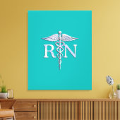 Geregistreerd zure RN Caduceus op Turquoise Canvas Afdruk (Insitu (Woonkamer))