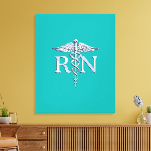 Geregistreerd zure RN Caduceus op Turquoise Canvas Afdruk (Insitu (Woonkamer))