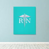 Geregistreerd zure RN Caduceus op Turquoise Canvas Afdruk (Insitu (Houten vloer))