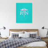 Geregistreerd zure RN Caduceus op Turquoise Canvas Afdruk (Insitu (Slaapkamer))