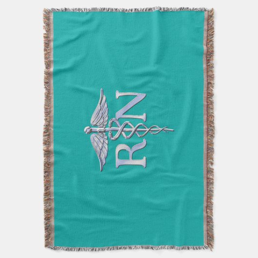 Geregistreerd zure RN Caduceus op Turquoise Decor Deken (Voorkant Verticaal)