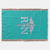 Geregistreerd zure RN Caduceus op Turquoise Decor Deken (Voorkant)