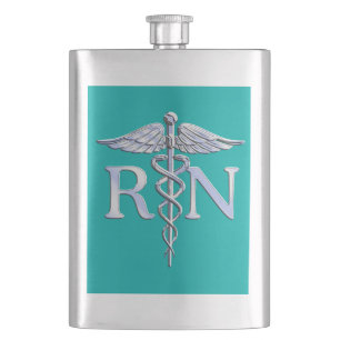 Geregistreerd zure RN Caduceus op Turquoise Decor Flacon