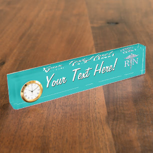 Geregistreerd zure RN Caduceus op Turquoise Decor Naambordje