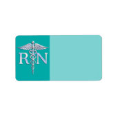 Geregistreerd zure RN Caduceus op Turquoise Etiket (Voorkant)