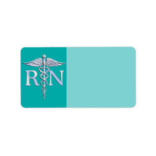 Geregistreerd zure RN Caduceus op Turquoise Etiket