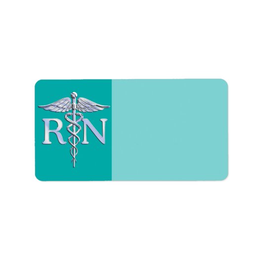 Geregistreerd zure RN Caduceus op Turquoise Etiket (Voorkant)