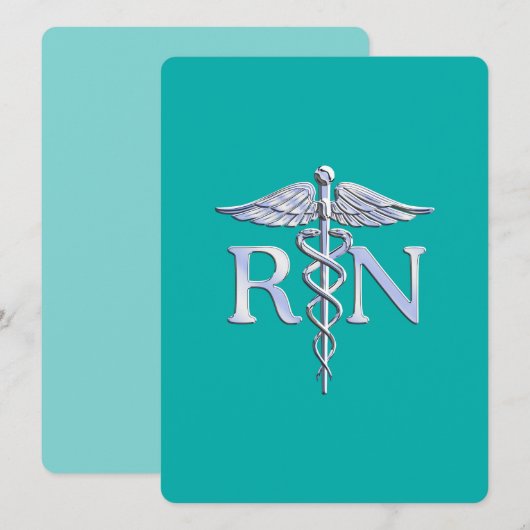 Geregistreerd zure RN Caduceus op Turquoise Kaart (Voorkant / Achterkant)