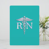 Geregistreerd zure RN Caduceus op Turquoise Kaart (Staand voorkant)