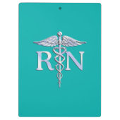Geregistreerd zure RN Caduceus op Turquoise Klembord (Achterkant)