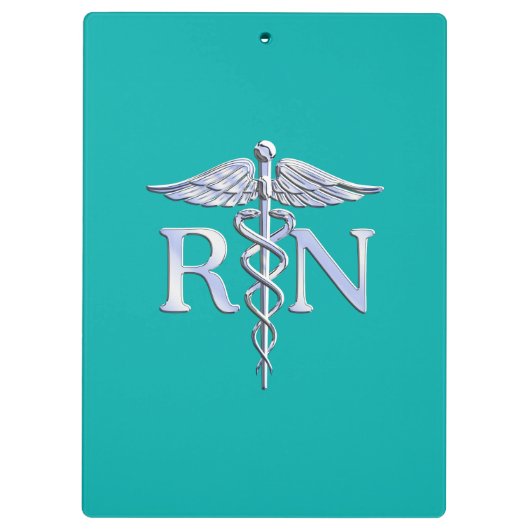 Geregistreerd zure RN Caduceus op Turquoise Klembord (Achterkant)