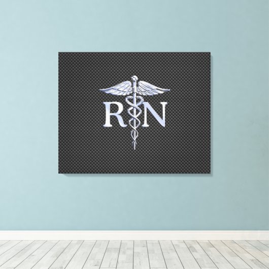 Geregistreerd zure RN Caduceus Snakes Carbon Canvas Afdruk (Insitu (Houten vloer))