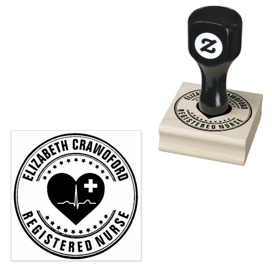 Geregistreerd zurenmoerasheart ECG met Jouw naam Rubberstempel (Gestempeld)