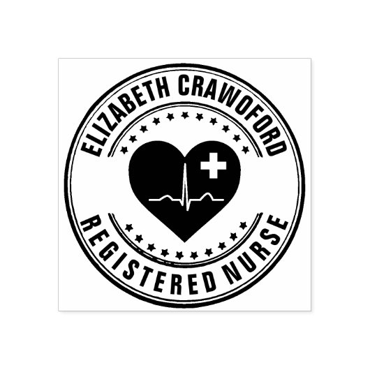 Geregistreerd zurenmoerasheart ECG met Jouw naam Rubberstempel (Afrduk)