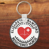 Geregistreerd zurenmoerasheart ECG met Jouw naam Sleutelhanger (Voorkant)