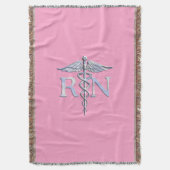 Geregistreerd zurg RN Caduceus op pastroze Deken (Voorkant Verticaal)