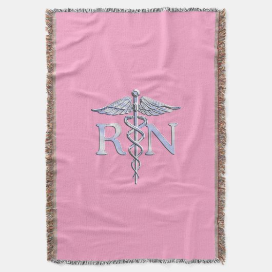 Geregistreerd zurg RN Caduceus op pastroze Deken (Voorkant Verticaal)