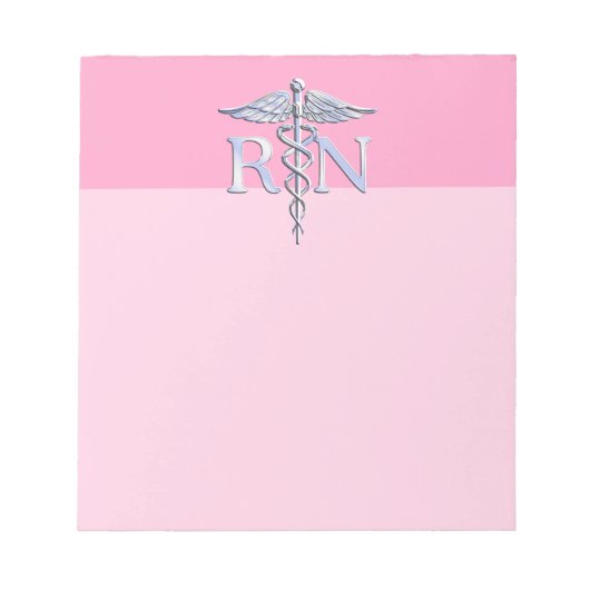 Geregistreerd zurg RN Caduceus op pastroze Notitieblok (Voorkant)
