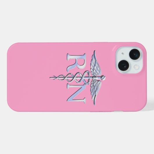 Geregistreerd zurg RN Caduceus op roze Rose iPhone Hoesje (Achterkant horizontaal)