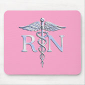 Geregistreerd zurg RN Caduceus op roze Rose Muismat (Voorkant)