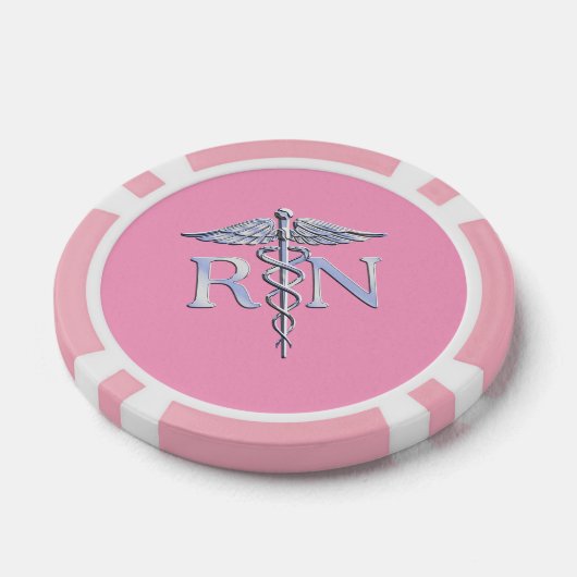 Geregistreerd zurg RN Caduceus op roze Rose Poker Chips (Enkel)