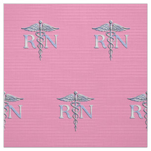 Geregistreerd zurg RN Caduceus op roze Rose Stof
