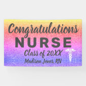 Geregistreerd zurig Afstuderen regenbooglitter Aan Spandoek (Horizontaal)