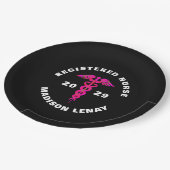 Geregistreerd zuster Afstuderen Roze Black Party Papieren Bordje (Gekanteld)