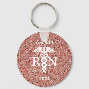 Geregistreerd zuster Caduceus Roos Gold Glitter Cu Sleutelhanger