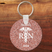 Geregistreerd zuster Caduceus Roos Gold Glitter Cu Sleutelhanger (Voorkant)