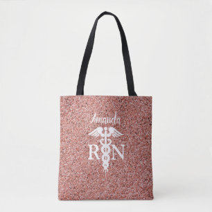 Geregistreerd zuster Medical Caduceus Roze Glitter Tote Bag