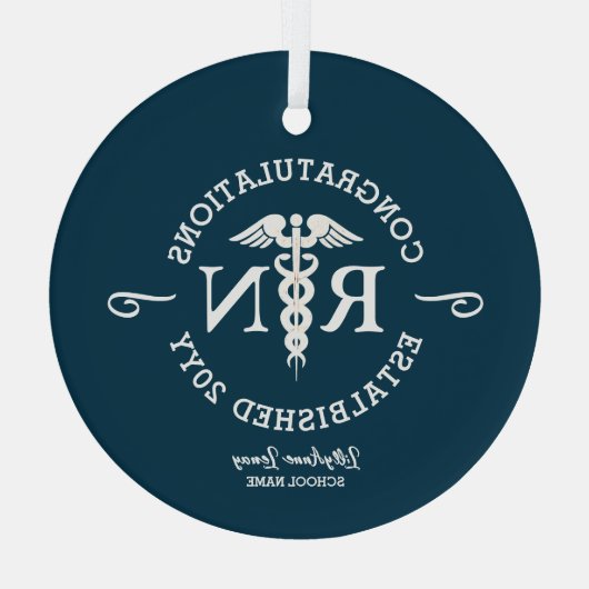 Geregistreerd zuster RN Afstuderen Keepaardmonogra Glas Ornament (Achterkant)